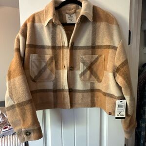 NEW RIP CURL Cozy Tropics Check Plaid Flannel Button Down Jacket Size Medium